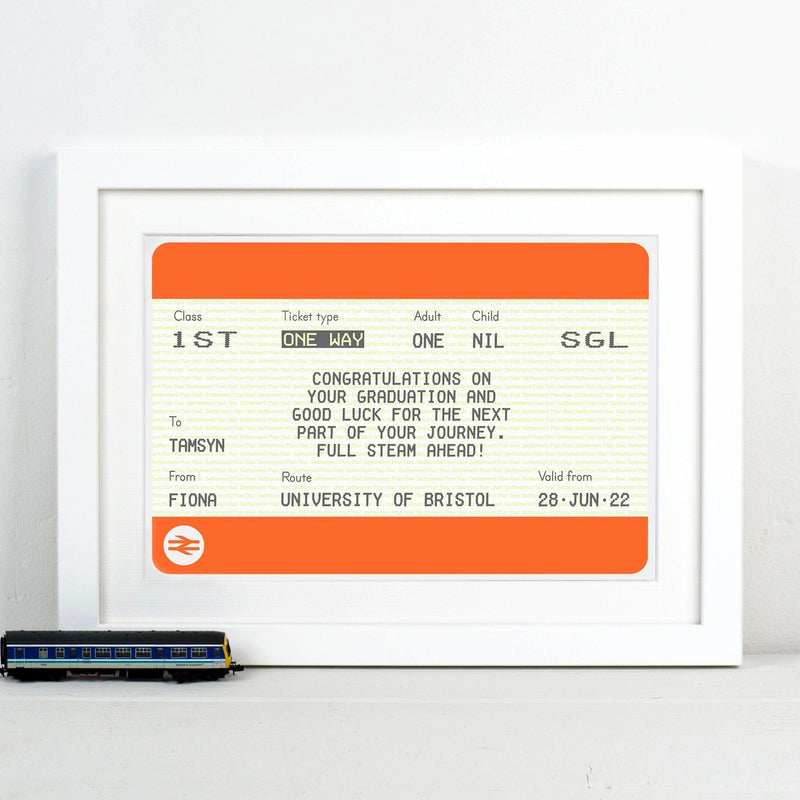 Personalised Graduation Train Ticket Print Train Ticket Prints Of Life & Lemons 