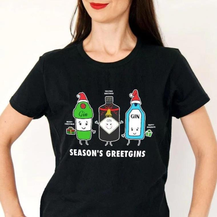 'Season's GreetGINS' Christmas T-Shirt T-Shirt Of Life & Lemons 