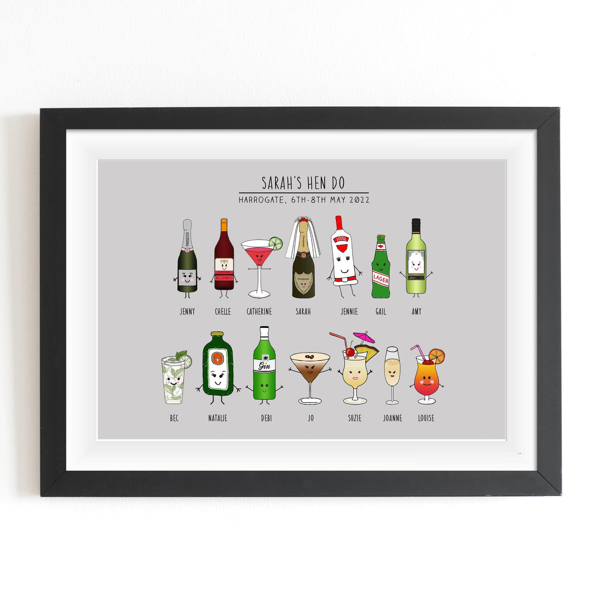 Personalised Hen Party Print Personalised Prints Of Life & Lemons 