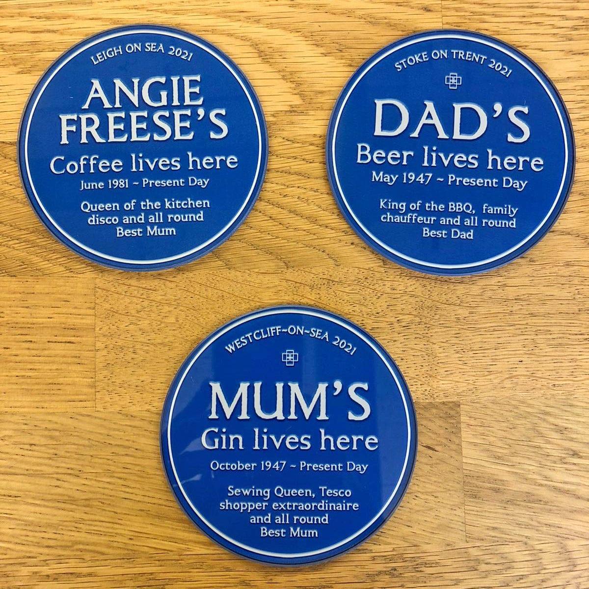 Personalised 'Blue Plaque' Glass Coaster Coaster Of Life & Lemons® 