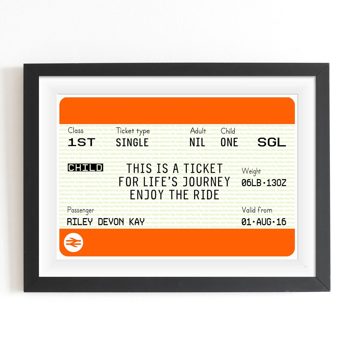 Personalised New Baby Train Ticket Print Train Ticket Prints Of Life & Lemons 