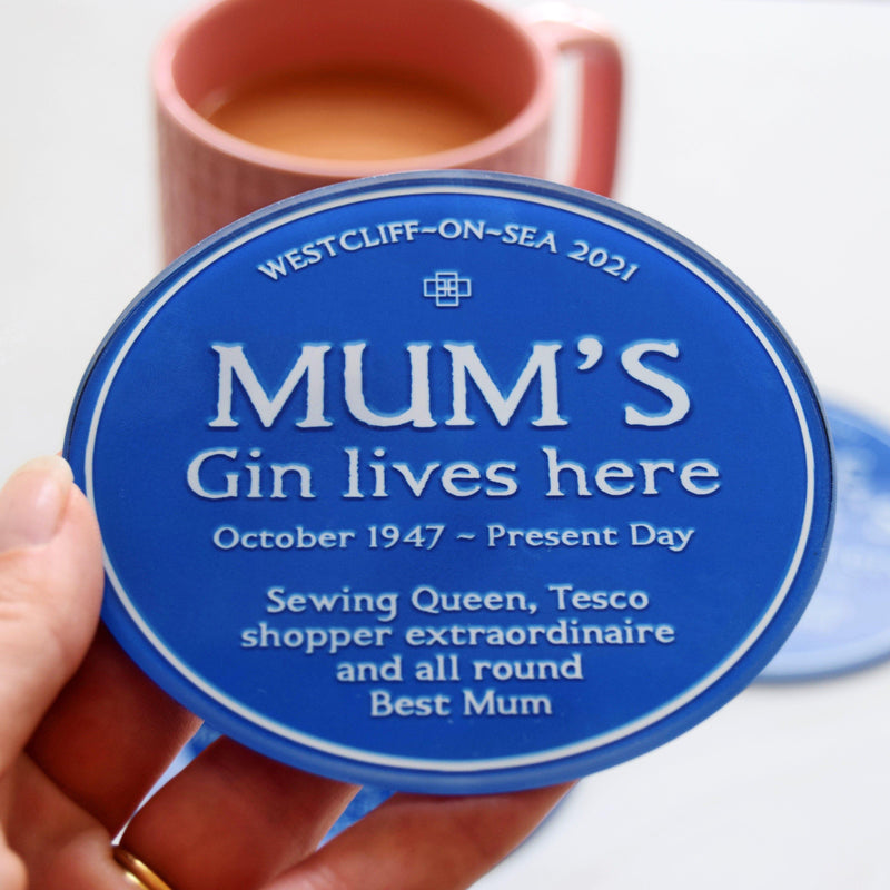 Personalised 'Blue Plaque' Glass Coaster for Mum Coaster Of Life & Lemons® 