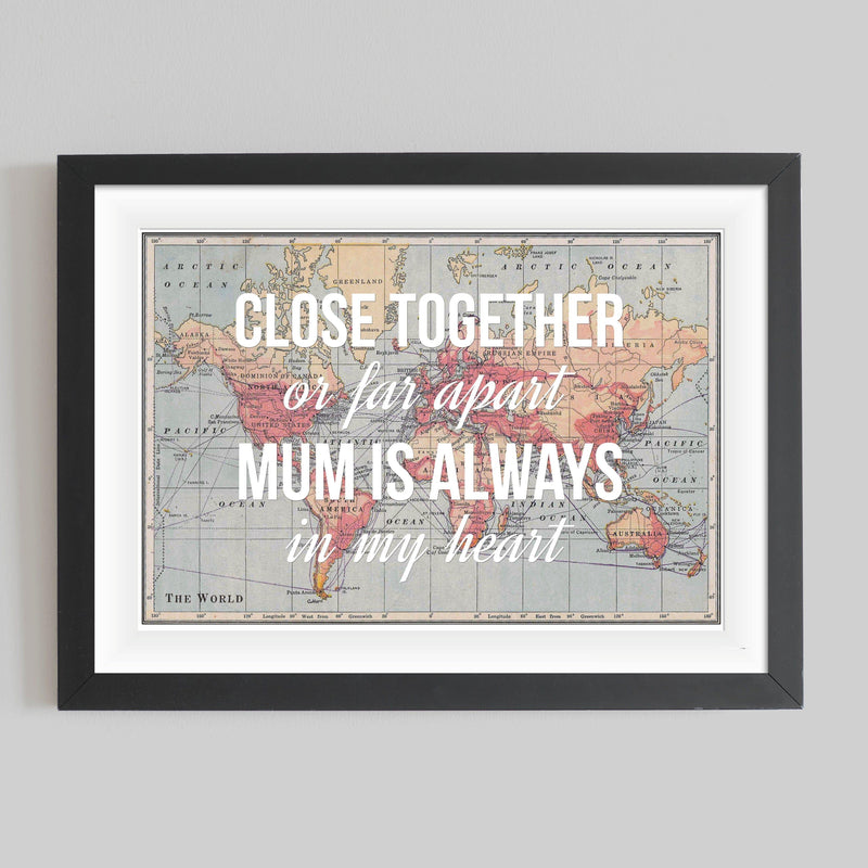 Personalised World Map Print for Mum Map Prints Of Life & Lemons 