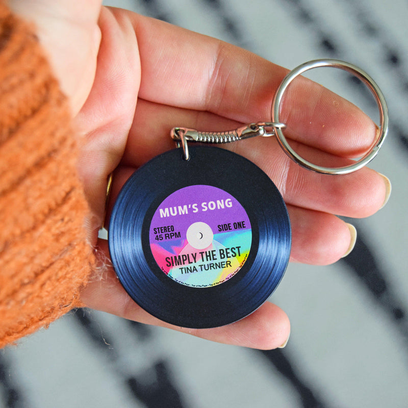 'Mum's Song' Personalised Vinyl Keyring for Mum Personalised Keyring Of Life & Lemons 