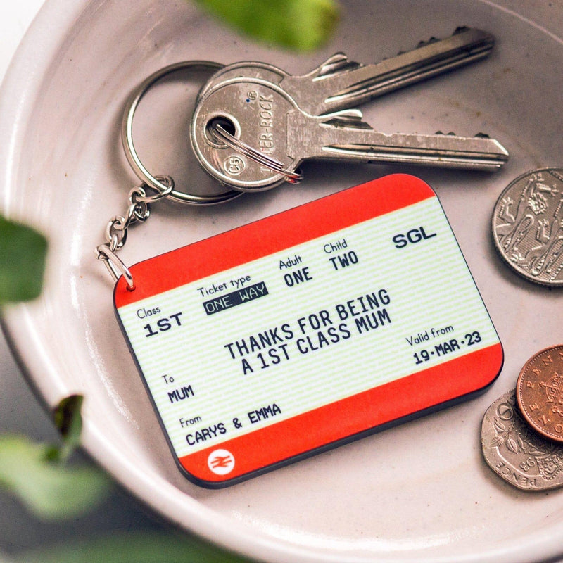 Personalised Train Ticket Keyring for Mum Personalised Keyring Of Life & Lemons 