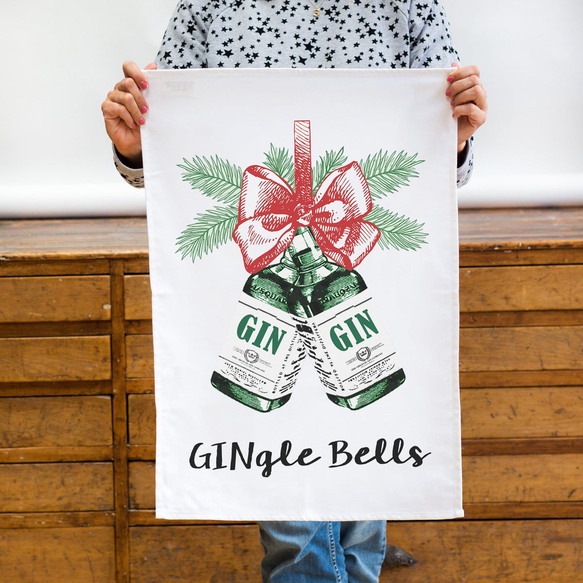 Gin Christmas Tea Towel Tea Towel Of Life & Lemons 