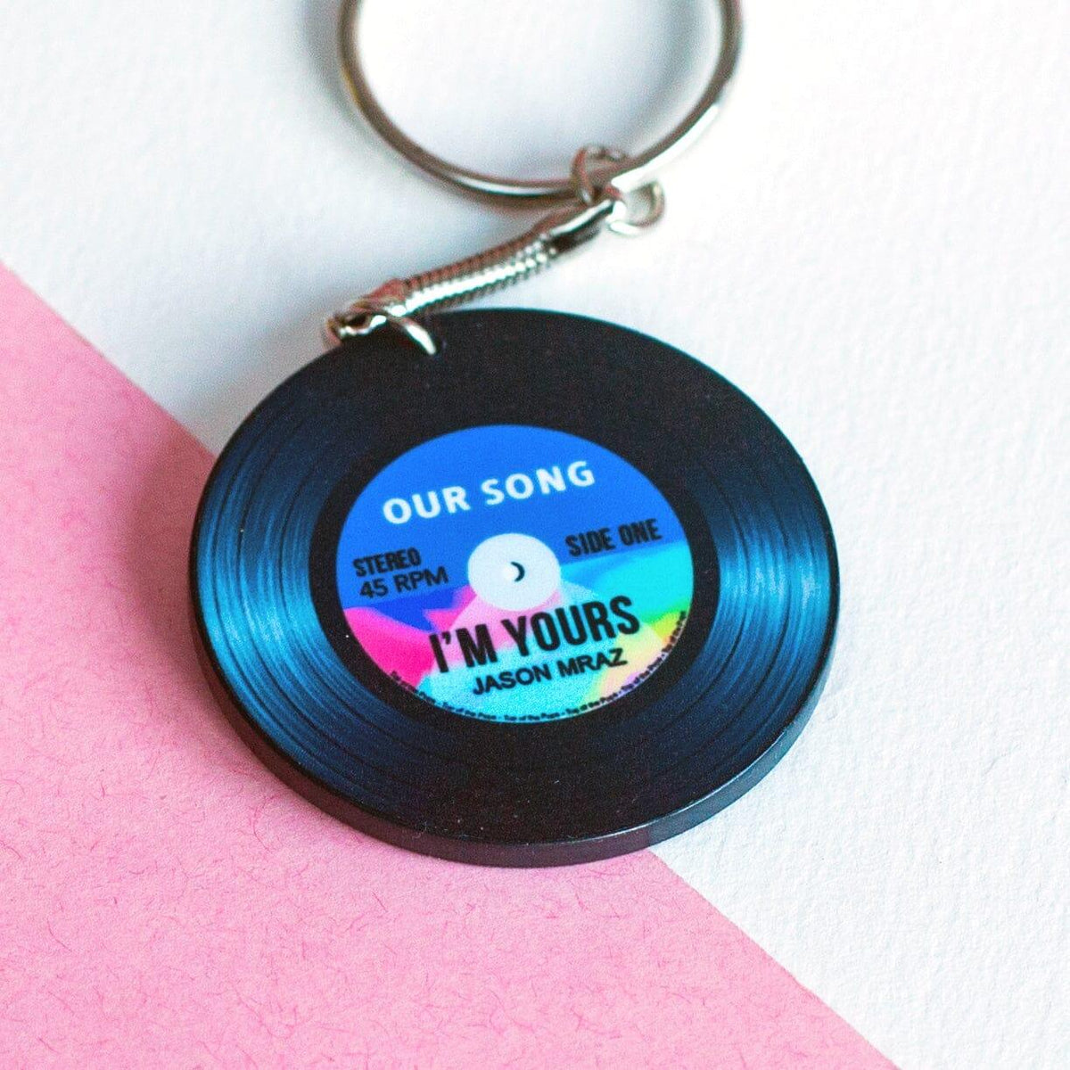 'Our Song' Personalised Vinyl Record Keyring Personalised Keyring Of Life & Lemons 