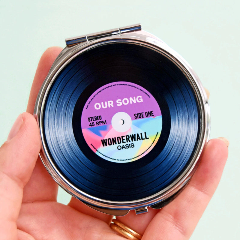 Personalised 'Our Song' Vinyl Record Compact Mirror Personalised Compact Mirror Of Life & Lemons® 