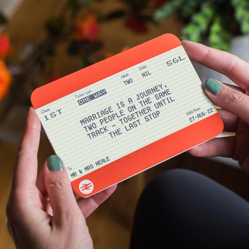 Personalised Train Ticket Wedding Card General Cards Of Life & Lemons 