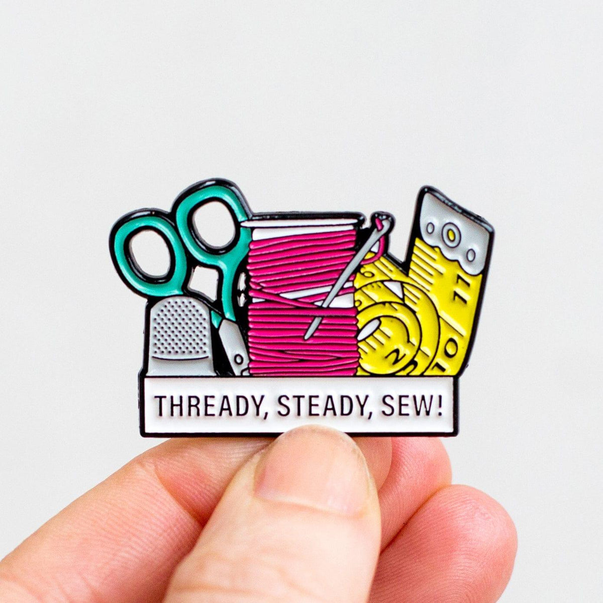 'Thready, Steady, Sew!' Enamel Pin Badge Enamel Pin Badge Of Life & Lemons 