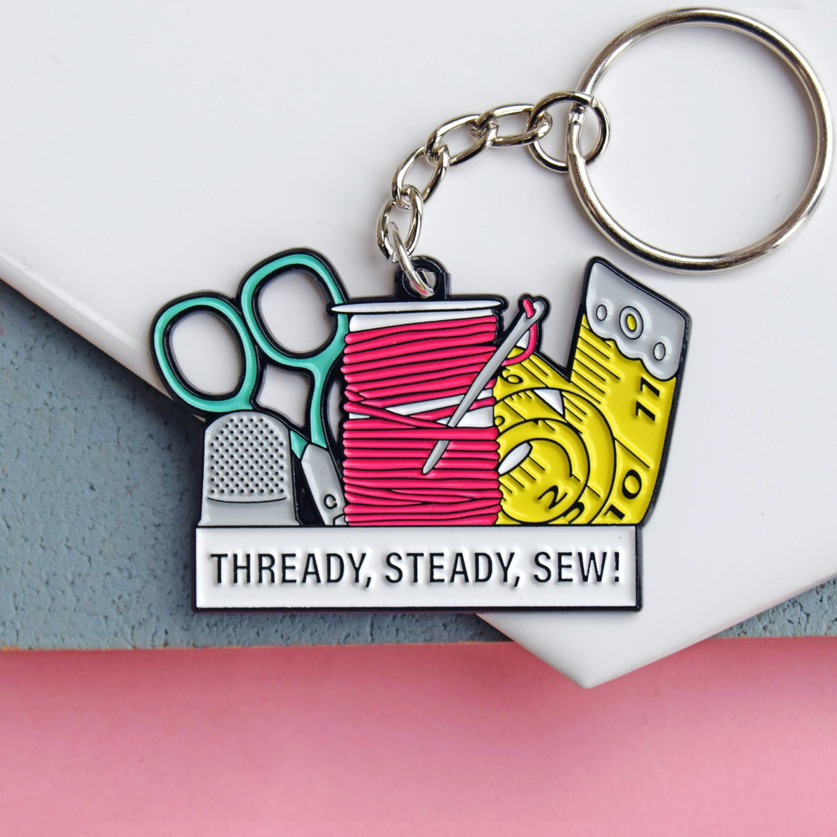 'Thready, Steady, Sew!' Keyring Keyring Of Life & Lemons 