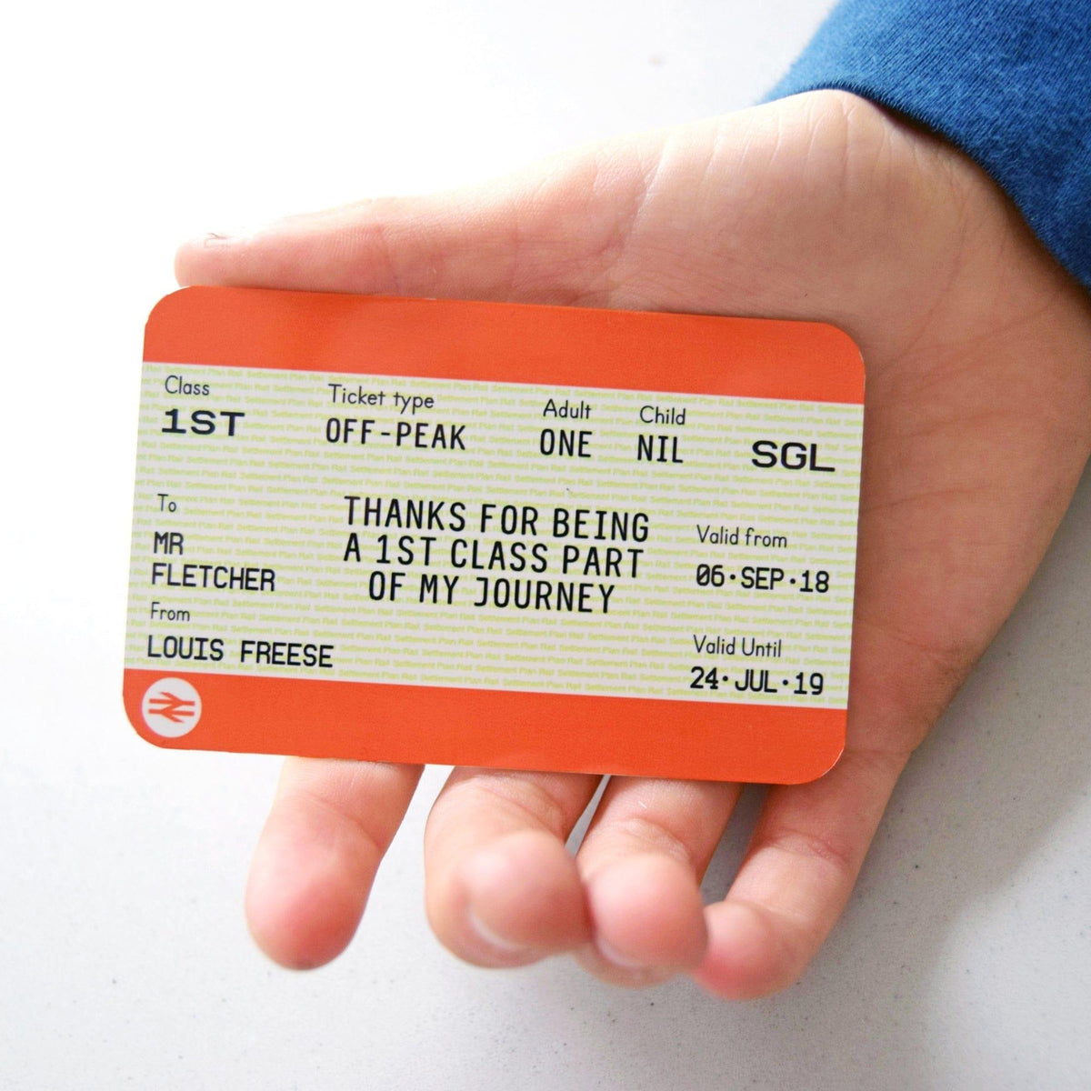 Personalised 'Thank You Teacher' Train Ticket Keepsake Wallet Keepsake Of Life & Lemons 