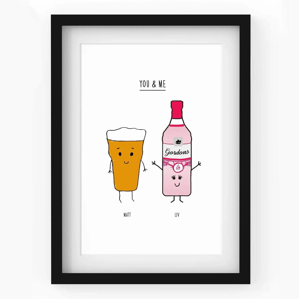 Personalised Drink Print for Couple Personalised Prints Of Life & Lemons 